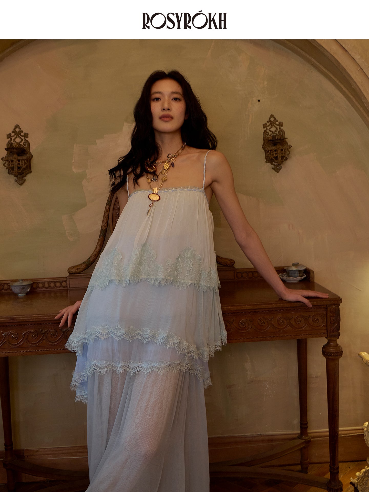 Light-Gradient Realm – Layered gradient paneling design dress.