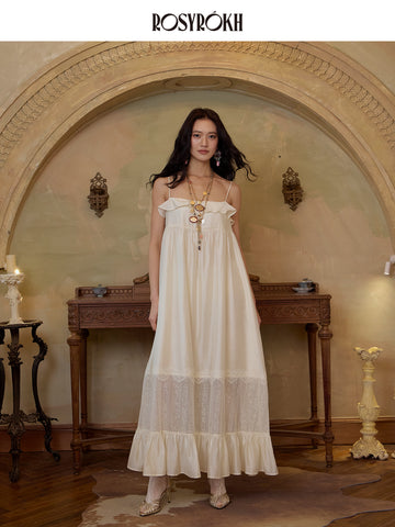 Luminous Weave & Shadow Lace-Trimmed Slip Dress